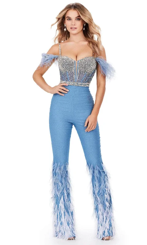 Ashley Lauren 11513 - Cold Shoulder Beaded Jumpsuit