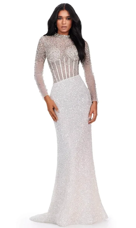 Ashley Lauren 11522 - Long Sleeve Bejeweled Prom Dress