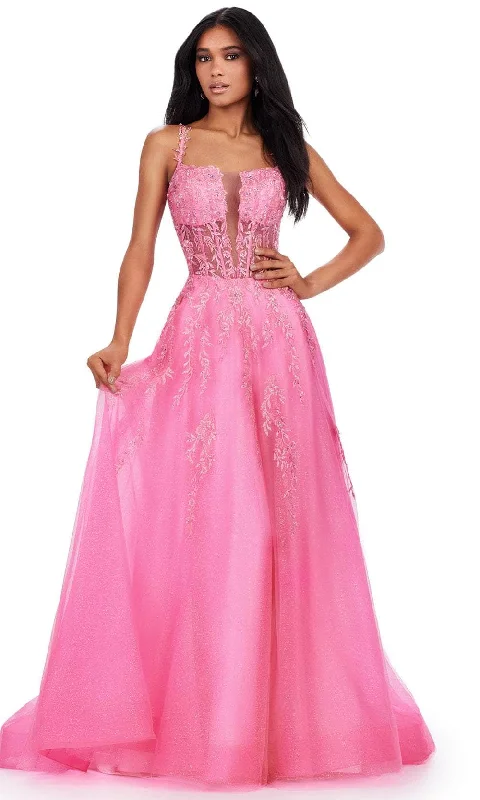 Ashley Lauren 11526 - Lace-Up Back V-Neck Prom Gown