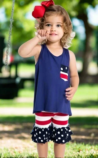 Girls American Flag Tank Top, Kids 4th of July Shirt, Sizes 2T/3T/4T, Red/White/Blue