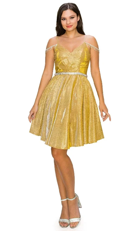 Cinderella Couture 8014J - Surplice V-Neck A-Line Cocktail Dress