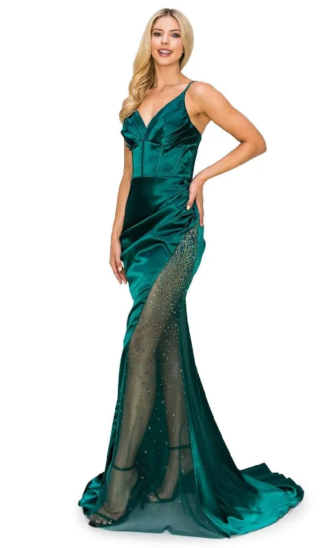 Cinderella Couture 8037J - V-Neck Satin Dress