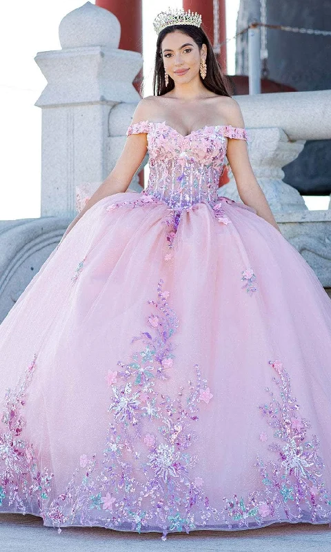 Cinderella Couture 8125J - Floral Embellished Off-Shoulder Ballgown