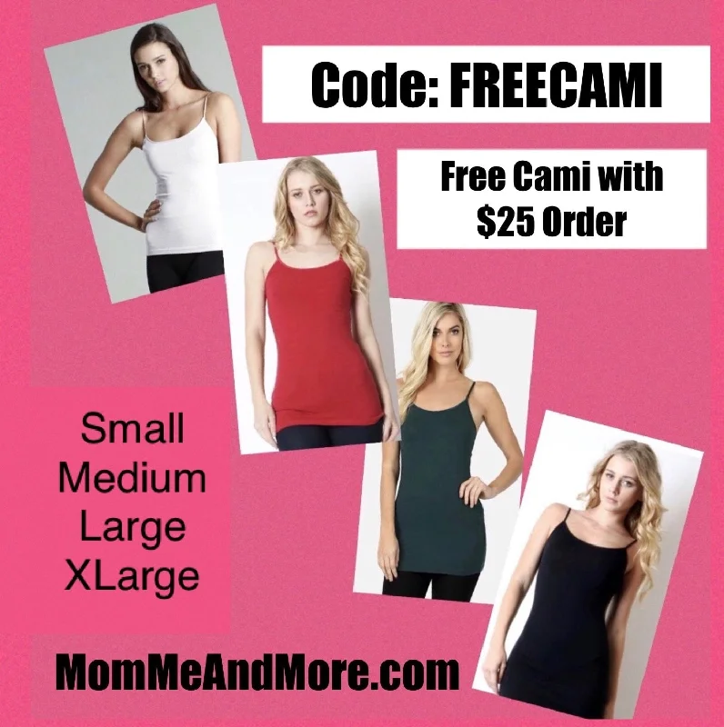 Womens FREE Tank Top, Layering Cami Top, Free With $25 Order, Use Code: FREECAMI