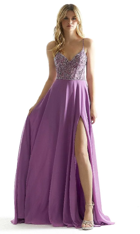 Mori Lee 49070 - Sheer High Slit Prom Dress