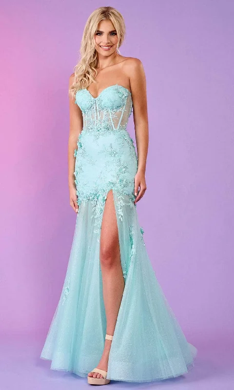 Rachel Allan 70588 - Appliques Illusion Evening Dress