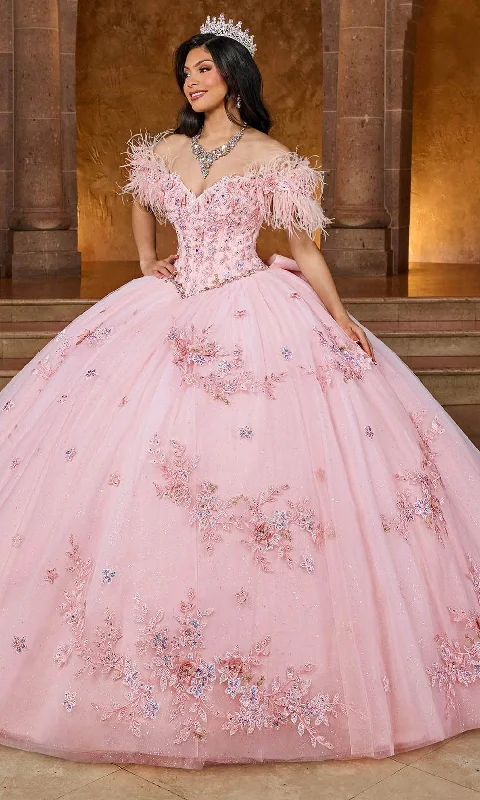 Rachel Allan RQ2186 - Off-Shoulder Feather Detailed Ballgown