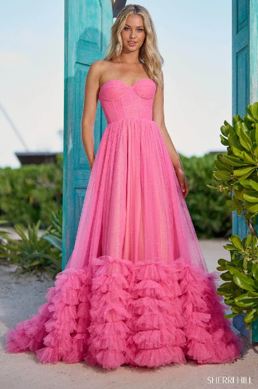 Sherri Hill 56040 - Ruffle Hem A-Line Gown'