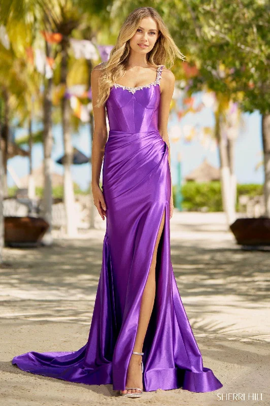 Sherri Hill 56059 - Draped Metallic Gown