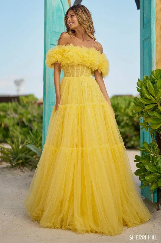 Sherri Hill 56173 - Off Shoulder Tulle Gown